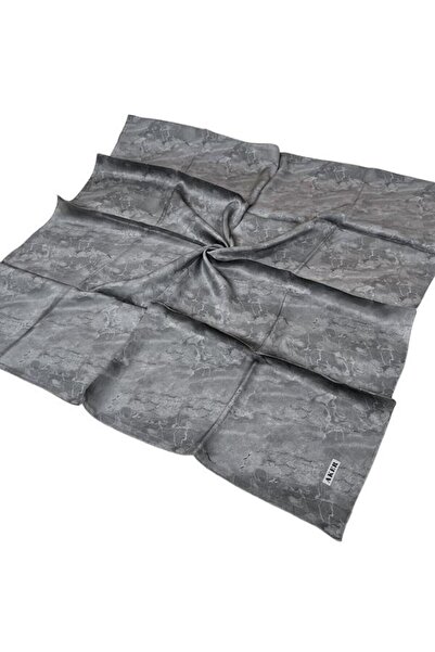 Aker Lead Grey Silk Twill Scarf - 8925713 -971
