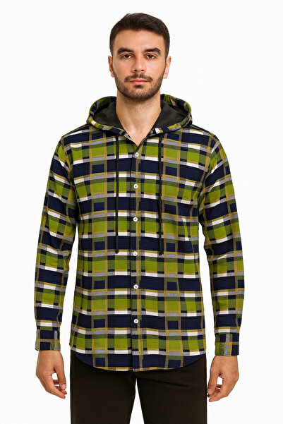 STITCH by MH Men's Checkred Hoodie Shirt - Green