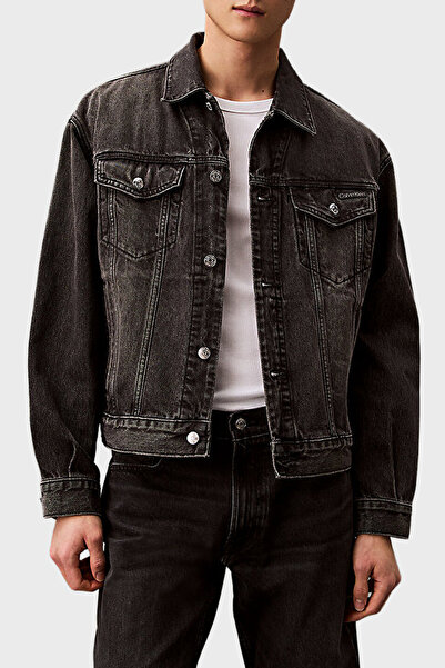 Calvin Klein % 100 Pamuk Comfort Fit Göğüs Cepli Kot Ceket LV04RB796GRDD Erke...