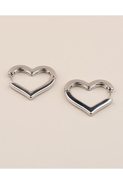 Portakal Esintisi Lovelle Heart Hoop Steel Earrings