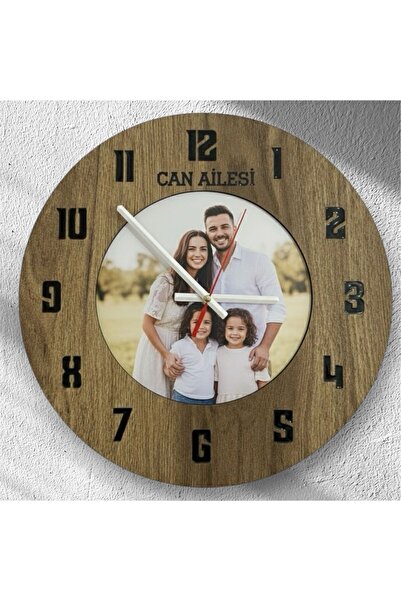 Pelince Kişiye Özel Fotoğraf Baskılı Duvar Saati | İsme Özel Ahşap Epoksi Hed...