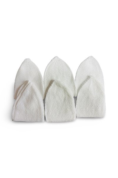 Muensu 5 Pieces Children's White Prayer Caps, Hajj and Umrah Gift Caps, Luxury Pilgrim Material, Pilgrim Caps
