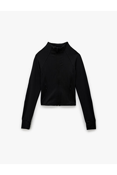 Koton εφαρμοστό Μακρυμάνικο φούτερ με φερμουάρ ψηλός λαιμός Sports