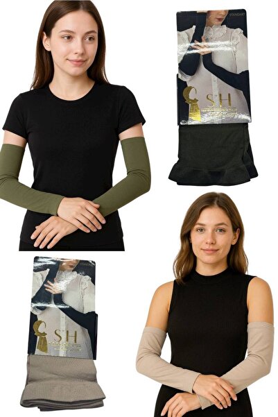 ALDAYER 2 Pairs of Arm Sleeves Aimed at Sandy Stretch Fabric Combed Cotton Embroider