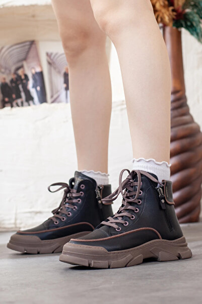 Adım Adım Women's Side Zipper Lace-Up Casual Boots