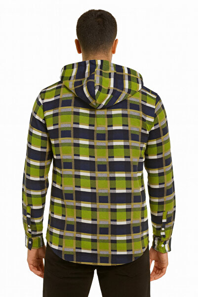 STITCH by MH Men's Checkred Hoodie Shirt - Green