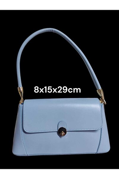 Gözenshopp Women's Baby Blue Caryle Model Baguette Handbag with Front Buckle ...