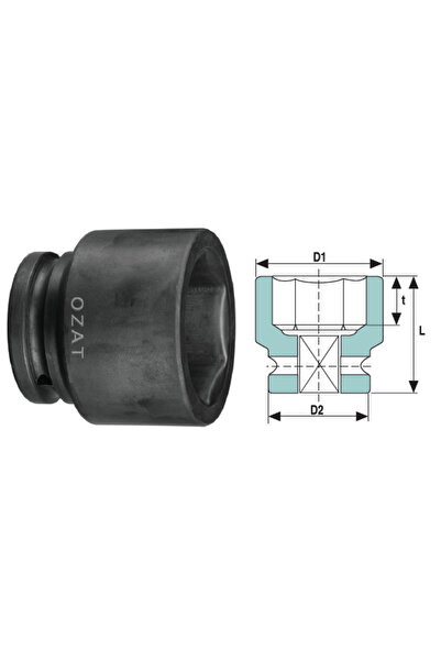 Özat Cap cheie tubulara de impact 2.1/2'' 6 laturi, scurt 95