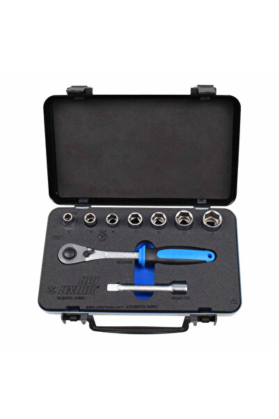 Unior 190BI6P9-ANNIV Trusa 7 capete chei tubulare 1/2" de la 10 la 24 & antrenor cu clichet reversibil