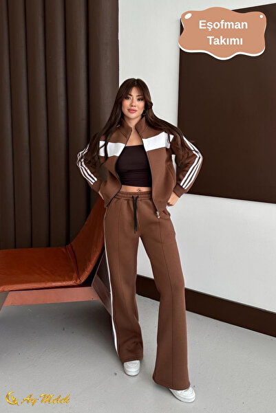 AYMELEK Γυναικείο Σετ Φούτερ με Ζακέτα με φερμουάρ ελαφρύ (3 κλωστές) Χειμερινό Σετ Μπλούζα-Παντελόνι