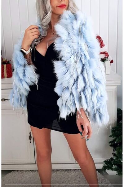 OEM Natural fox fur, Baby blue, universal size