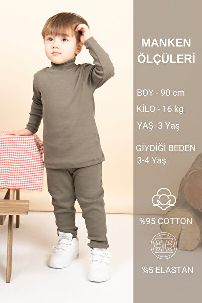 Vauva Girl Boy Baby Kids Double Suit High Neck Ribbed Suit