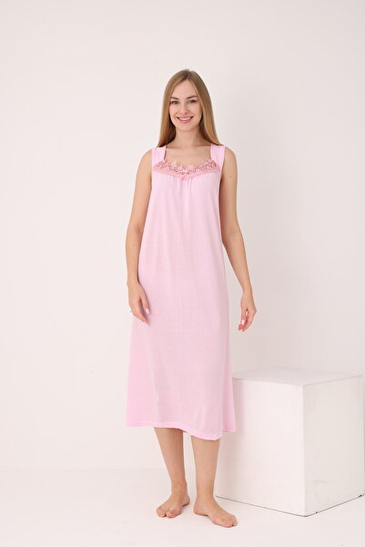 YASAR UNDERWEAR Women's Lace Wide Strap Solid Color Cotton Nightgown