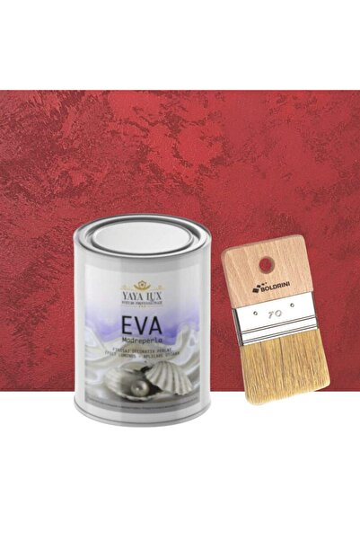 YaYa Color Luxury Decorative Paint Set, Eva Madreperla Cherry, with Glass Flakes, 1 Liter and 70 mm Brush