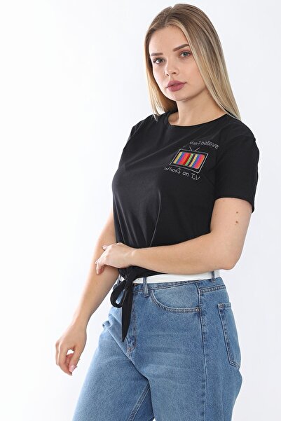 Alışveriş Sokağı Tricou de damă tricotat pentru televiziune Crop Connectable