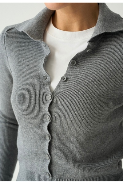 ossons Collar Detailed Fit Knitwear Cardigan