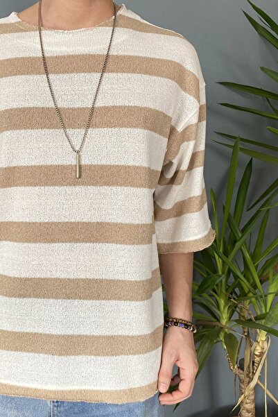 Alışveriş Sokağı Oversized Crew Neck Knitted Mint Green Casual T-Shirt