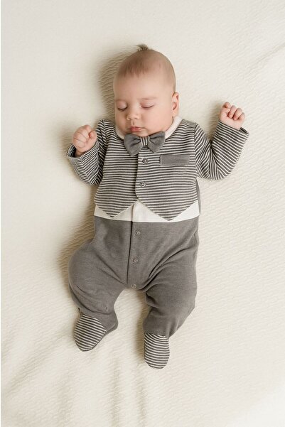 LUMMY BABY Erkek Bebek Tulumu Papyonlu Şık Özel Günlere Uygun Hediyelik 0-9 Ay