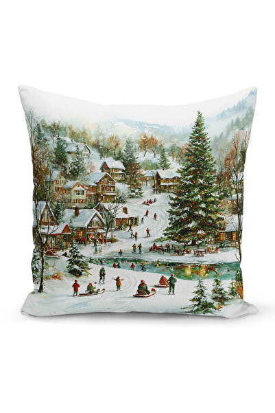 Bertille Home Yılbaşı Serisi Çift Tarafı Dijital Baskılı Kırlent Kılıfı (Chri...