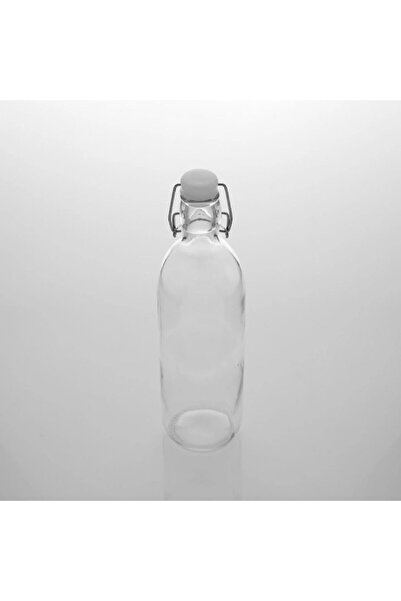 OEM Transparent glass water bottle with white cap 1L