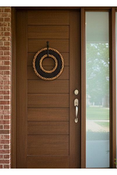 HomeTurko Χειροποίητο στεφάνι πόρτας από γιούτα Διακόσμηση τοίχου Μποέμικο ρουστίκ στυλ Στολίδι πόρτας Φυσικό υλικό 45 εκ.