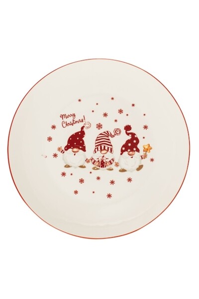 OEM Porcelain plate with gnome 'Merry Christmas' pattern for Christmas Ø27cm