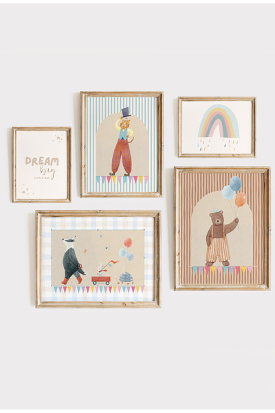 leilart Nordik Tarz Sirk Konseptli Çocuk Odası Dekor Tablo Seti