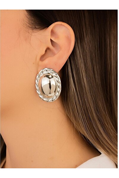 Be Best Women's Silver Color Oval Twist Earrings Be208