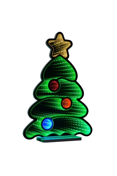 OEM Christmas decorative tree lamp with infinite mirror effect, multicolor LEDs, 27x8x39cm