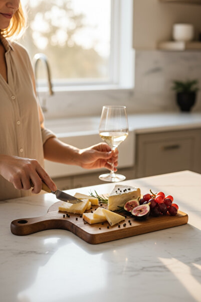 zezedesing Acacia Large Cutting / Presentation Board / Chopping and Serving Board with Handle 31X19.5X2Cm