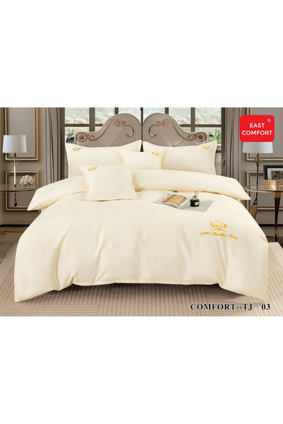 FIONNA.RO Superior Fine Cotton Bed Linen With Royal Embroidery And Elastic - Cream