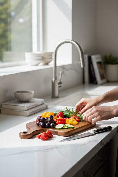 zezedesing Acacia Large Cutting / Presentation Board / Chopping and Serving Board with Handle 31X19.5X2Cm
