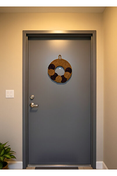 HomeTurko Handmade Jute Door Ornament Wall Decor Bohemian Rustic Style Door Wreath Natural Material 45 cm