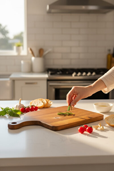 zezedesing Acacia Large Cutting / Presentation Board / Chopping and Serving Board with Handle 31X19.5X2Cm