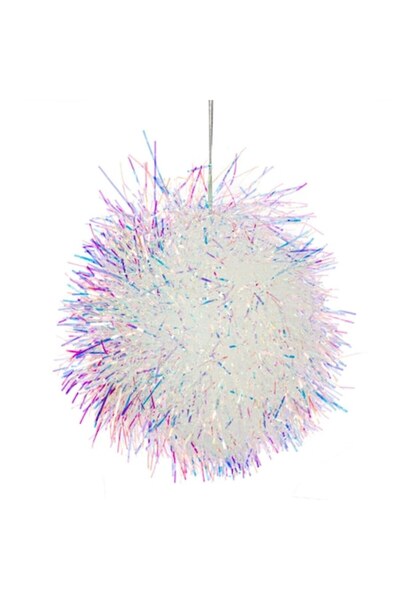 OEM Glob Brad Craciun, Tinsel Holografic, 10cm, Alb, Poliester