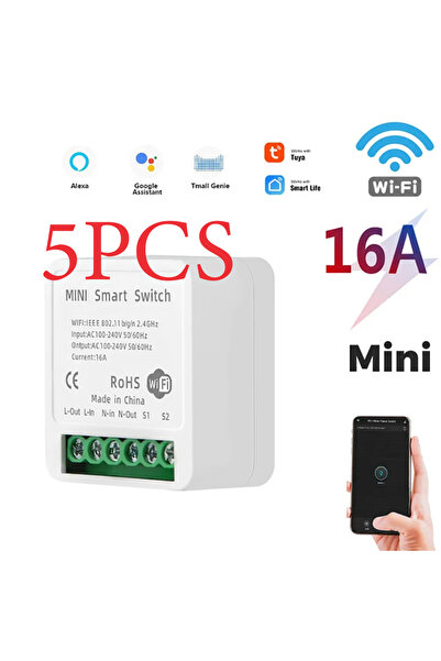 Choice 5 قطع 16 أمبير Tuya Smart WiFi Switch APP Control Switch Mini Cutter S...