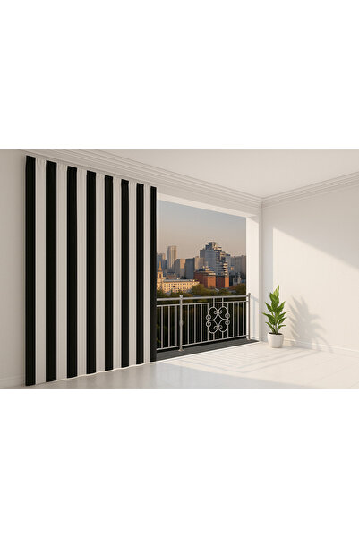 MRC Tekstil قماش ستارة للشرفة مقاوم للماء مخطط باللونين الأسود والأبيض enxboy