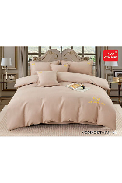 FIONNA.RO Superior Fine Cotton Bed Linen With Royal Embroidery And Elastic - Beige