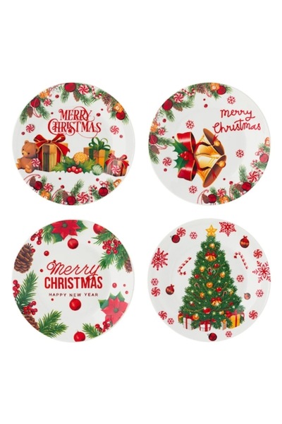 OEM Porcelain Christmas plates set, 19 cm, multicolor, 4 pcs