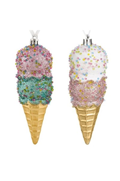 OEM Ornament de Crăciun pentru brad, cornet de înghețată 3D colorat, 15 cm