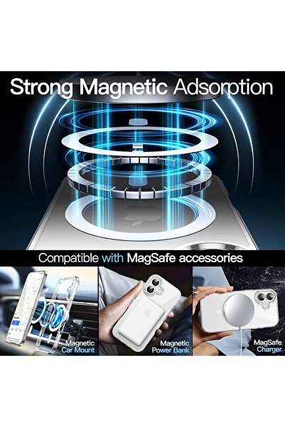 GREEN-Y Magnetic case for iPhone 17 - Anti-scratch protective cover with MagSafe wireless charging support - Clear