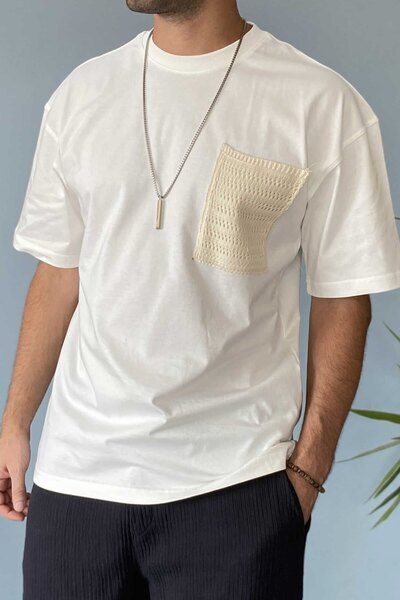 Alışveriş Sokağı Μπλουζάκι με πλεκτή τσέπη, 100% βαμβάκι O oversized