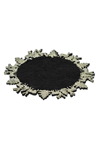 OEM Christmas felt coaster set, black with gold glitter finish, 12 cm - 4 pcs