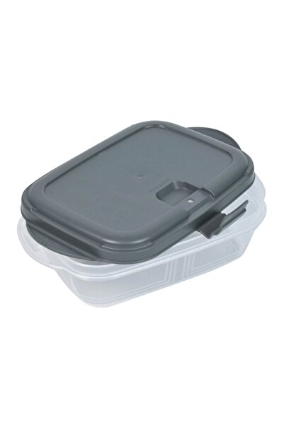 OEM Gray food container with push-up lid and clip, 400 ml