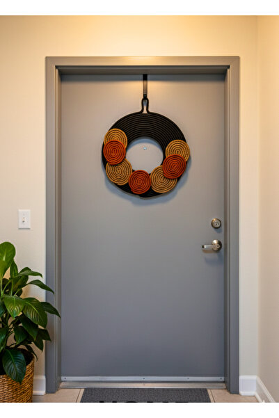 HomeTurko Handmade Jute Door Ornament Wall Decor Bohemian Rustic Style Door Wreath Natural Material 45 cm