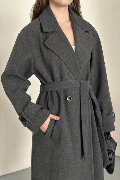 moda çağdaş Yeni Sezon Premium Uzun Kaşe Kaban