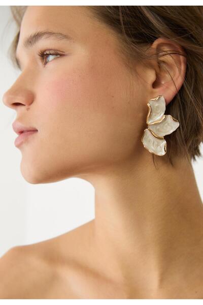 mos&more Brand Model, Brown Big Leaf Earrings