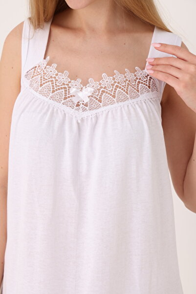 YASAR UNDERWEAR Women's Lace Wide Strap Patterned Cotton Nightgown