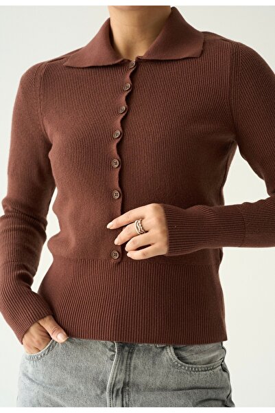 ossons Collar Detailed Fit Knitwear Cardigan