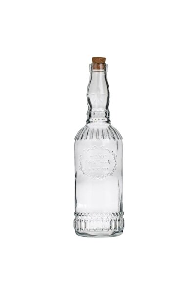 OEM Transparent Glass Water Bottle with 'Home Fantasy' Cork Lid, 720 ml